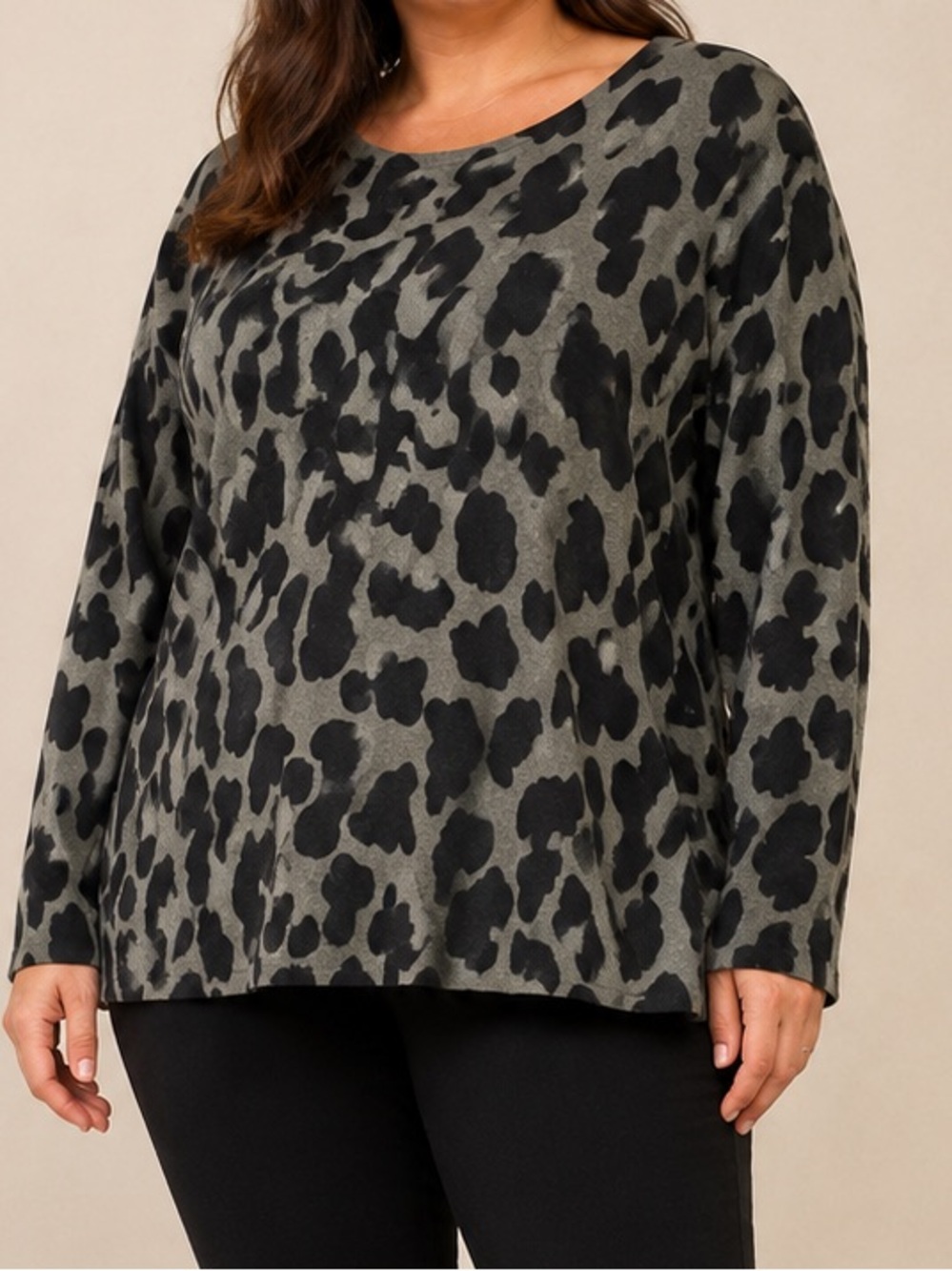 Jones New York 2X Leopard Print Lambswool Angora Blend Sweater